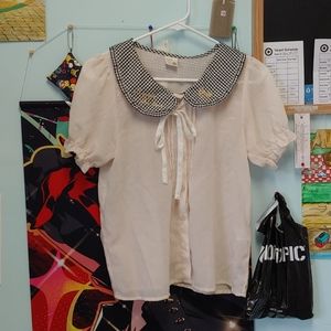 Cute peter pan collared cotton Blouse